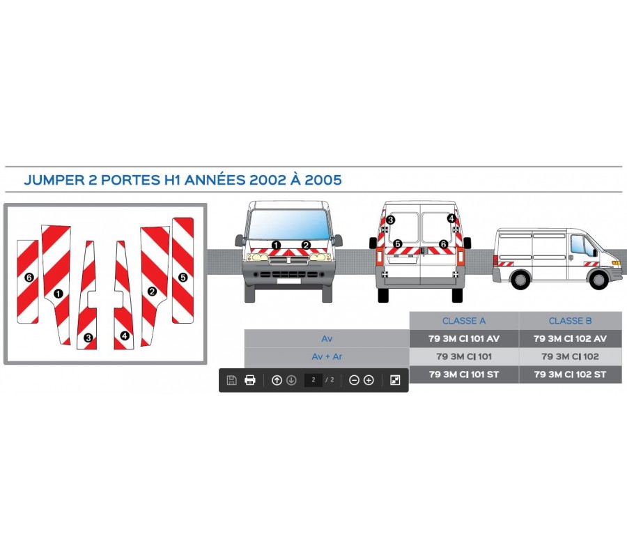 JUMPER 2 portes arrières de 2002 à 2005 - classe A -avant, arrière plus latéraux mini - Rouge et Blanc