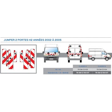 JUMPER 2 portes arrières REH de 2002 à 2005 - classe A - avant, arrière plus latéraux mini - Rouge et Blanc