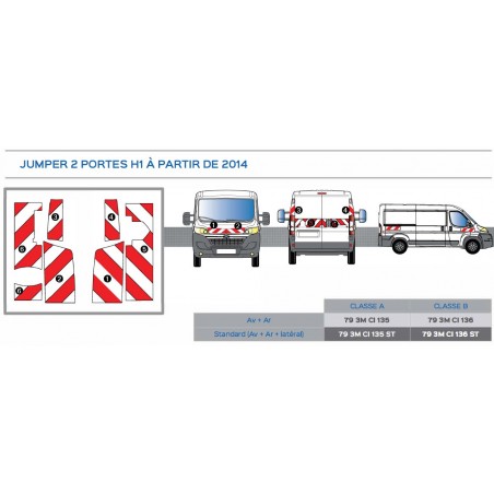 JUMPER 2 portes arrières PLA de 2014 - classe A - avant, arrière plus latéraux mini  - Rouge et Blanc