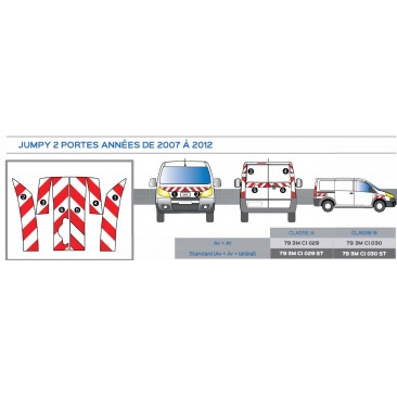 JUMPY 2 portes arrières de 2007 - classe A - avant, arrière plus latéraux mini - Rouge et Blanc