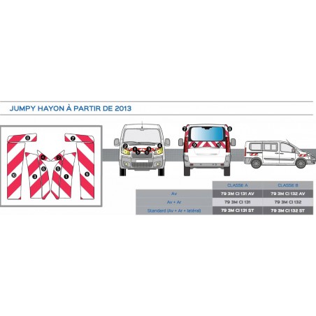 JUMPY hayon de 2013 - classe A - avant, arrière plus latéraux mini - Rouge et Blanc