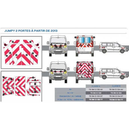 JUMPY 2 portes arrières de 2013 - classe A - avant, arrière plus latéraux mini - Rouge et Blanc