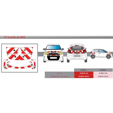 Citroën C1 à partir de 2015 - Rouge & Blanc - Avant + Arrière + Latéraux - Classe A