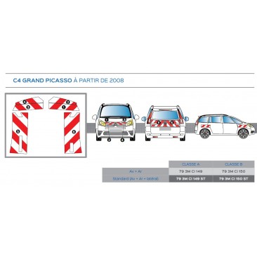 PICASSO hayon de 1999 à 2004 - classe B - avant, arrière plus latéraux mini - Rouge et Blanc