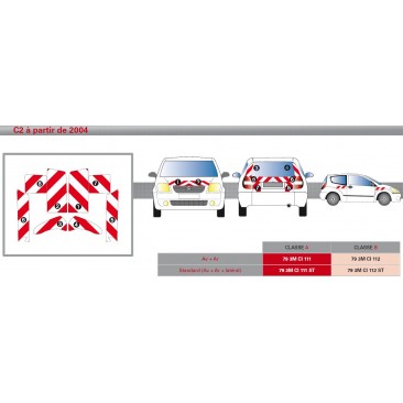 Citroën C2 à partir de 2004 - Rouge & Blanc - Avant + Arrière - Classe A