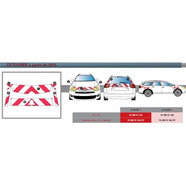 Citroën C5 Tourer à partir de 2015 - Rouge & Blanc - Avant + Arrière + Latéraux - Classe B