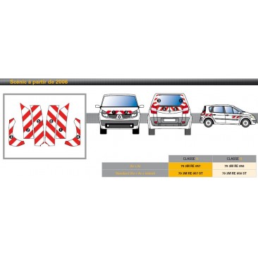 SCENIC COURT de 2006 - Classe B - Avant, arrière et latéraux mini - Rouge et blanc