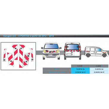 KANGOO ZE 2 portes arrières de 2012 à 2014 - Classe B - Avant, arrière et latéraux mini - Rouge et blanc