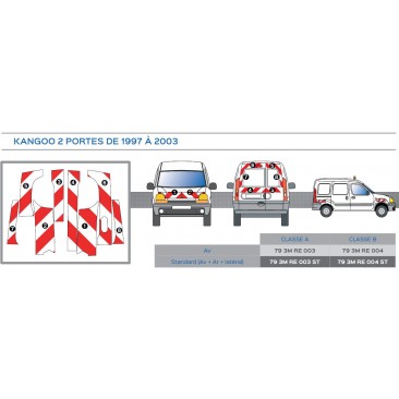 Renault Kangoo 2 portes de 1997 à 2003 - Rouge & Blanc - Avant + Arrière + Latéraux - Classe B