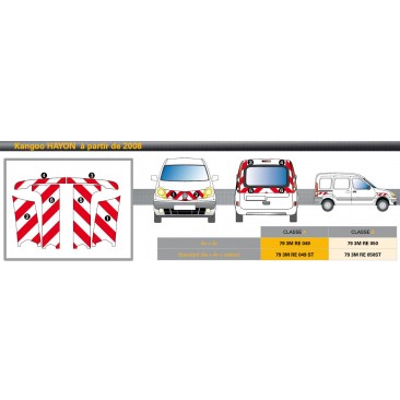 KANGOO hayon de 2008 - Classe B - Avant, arrière et latéraux mini - Rouge et blanc