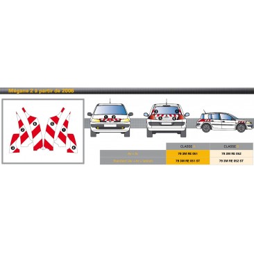 MEGANE de 2006 - Classe A - Avant, arrière et latéraux mini - Rouge et blanc