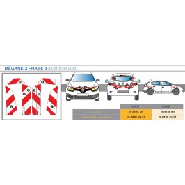 MEGANE 3 PH3 - Classe B - Avant, arrière et latéraux mini - Rouge et blanc