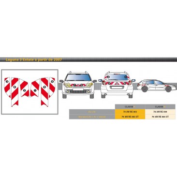Renault LAGUNA 3 ESTATE - Classe B - Avant, arrière et latéraux mini - Rouge et blanc