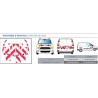 Peugeot PARTNER 2 portes de 2013 - Classe B - Avant, arrière et latéraux mini - Rouge et blanc