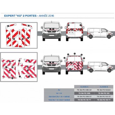 Peugeot EXPERT k0 - Classe A - Avant, arrière et latéraux mini - Rouge et blanc
