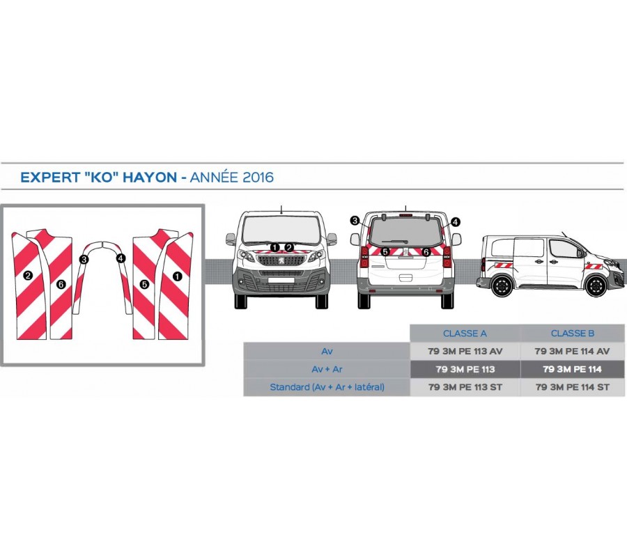Peugeot EXPERT KO hayon - Classe A - Avant, arrière et latéraux mini - Rouge et blanc