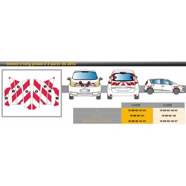 Renault SCENIC S3 LG PH3 de 2013 - Classe A - Avant, arrière et latéraux mini - Rouge et blanc