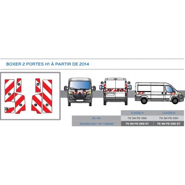 Peugeot Boxer 2 portes H1 à partir de 2014 - Rouge & Blanc - Avant + Arrière - Classe B