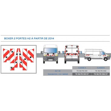 Peugeot Boxer 2 portes H2 à partir de 2014 - Rouge & Blanc - Avant + Arrière - Classe B