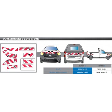 DOKKER BEN - 2 portes arrières - Classe B - ST - Avant,arrière et latéraux mini - Rouge & Blanc