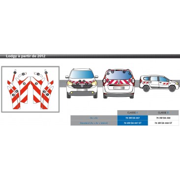 Dacia Lodgy à partir de 2012 - Rouge & Blanc - Avant + Arrière + Latéraux - Classe B