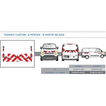 TRANSIT CUSTOM de 2013 - ST - Hayon - Classe B - Avant, arrière et latéraux mini - Rouge & Blanc