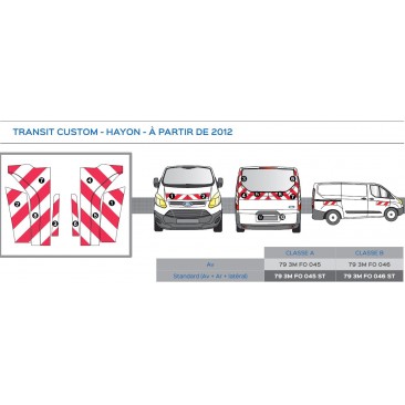 TRANSIT CUSTOM de 2013 - ST - Hayon - Classe A - Avant, arrière et latéraux mini - Rouge & Blanc