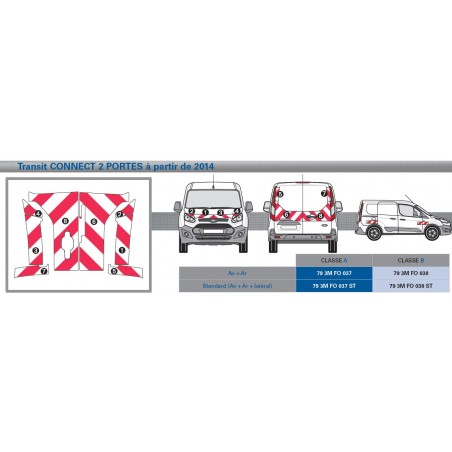 TRANSIT CONNECT de 2014  - ST - 2 portes arrières - Classe B - Avant, arrière et latéraux mini - Rouge & Blanc