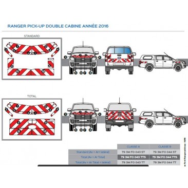 RANGER Pick up 2013 - ST 391910 - Classe B - Avant, arrière et latéraux mini - Rouge & Blanc