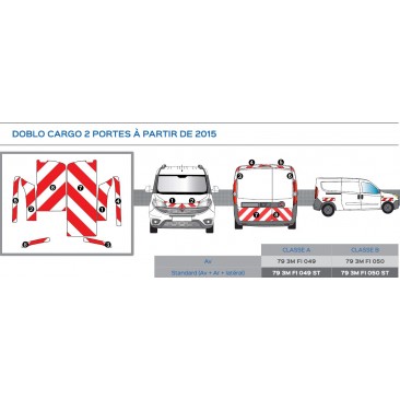 DOBLO CARGO 2 portes de 2016 - Classe B - Avant, arrière et latéraux mini - Rouge et Blanc