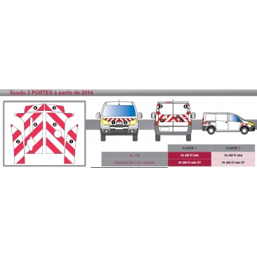 SCUDO 2 portes arrières de 2014 - Classe B - Avant, arrière et latéraux mini - Rouge et Blanc
