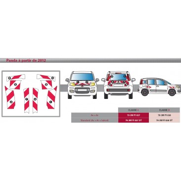 PANDA de 2012 - Classe B - Avant, arrière et latéraux mini - Rouge et blanc