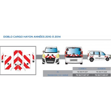 DOBLO hayon de 2010 - Classe A - Avant, arrière et latéraux mini - Rouge et blanc