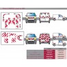 Fiat Fiorino 2 portes à partir de 2008 - Rouge & Blanc - Avant + Arrière + Latéraux - Classe A