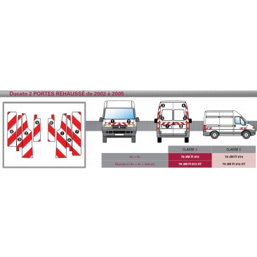 DUCATO 2 portes de 2002 à 2005 REH - Classe B - Avant, arrière et latéraux mini - Rouge et blanc