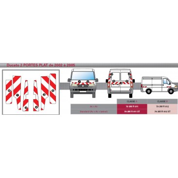 DUCATO 2 portes plat de 2002 à 2005 - Classe A - Avant, arrière et latéraux mini - Rouge et blanc