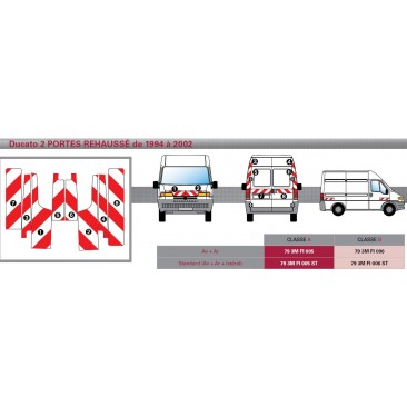DUCATO 2 portes REH de 1994 à 2002 - Classe B - Avant, arrière et latéraux mini - Rouge et blanc