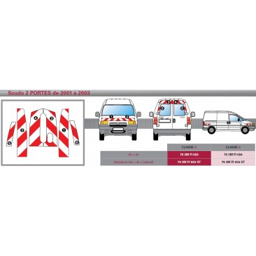 SCUDO 2 portes de 2001 à 2003 - Classe B - Avant, arrière et latéraux mini - Rouge et blanc