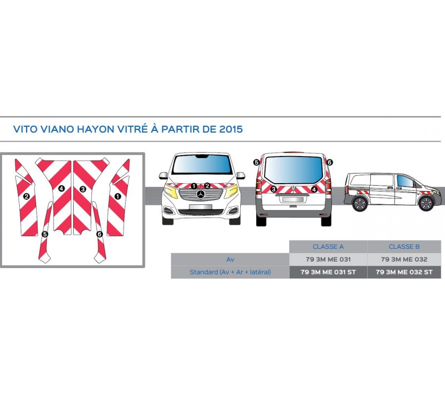 VITO hayon de 2014 - Classe B - Avant, arrière et latéraux mini - Rouge et blanc
