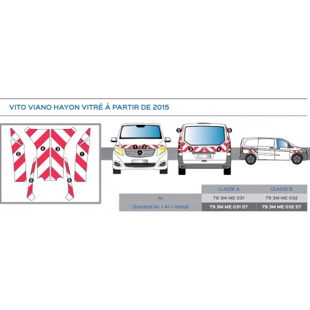 VITO hayon de 2014 - Classe B - Avant, arrière et latéraux mini - Rouge et blanc