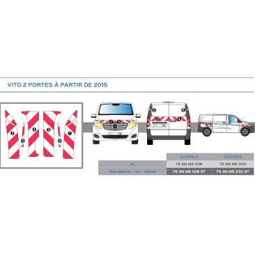 Mercedes Vito 2 portes à partir de 2015 - Rouge & Blanc - Avant + Arrière + Latéraux - Classe A