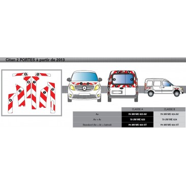 Mercedes Citan 2 portes à partir de 2013 - Rouge & Blanc - Avant + Arrière + Latéraux - Classe B