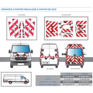SPRINTER 2 ports arrières de 2013 - Classe A - Avant, arrière et latéraux mini - Rouge et blanc