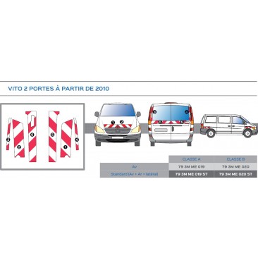VITO 2 portes de 2010 - Classe A - Avant, arrière et latéraux mini - Rouge et blanc