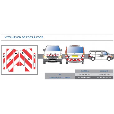 VITO hayon de 2003 - Classe A - Avant, arrière et latéraux mini - Rouge et blanc