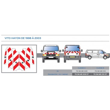 VITO hayon de 1998 à 2003 - Classe A - Avant, arrière et latéraux mini - Rouge et blanc