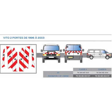 VITO 2 portes de 1996 à 2003 - Classe A - Avant, arrière et latéraux mini - Rouge et blanc