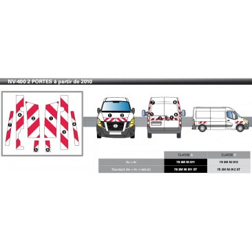 NV200 de 2011 - Classe B - Avant, arrière et latéraux mini - Rouge et blanc