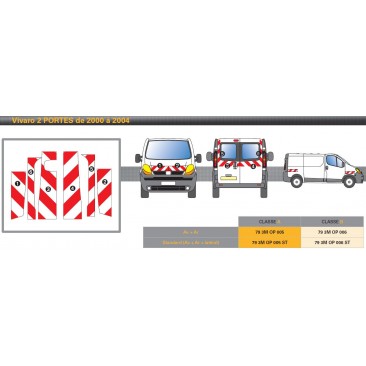 VIVARO de 2000 à 2004 - 2 portes arrières - PLA - ST - Classe B - Avant, arrière et latéraux mini- Rouge & Blanc