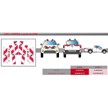 L200 de 2006 - Classe A - Avant, arrière et latéraux mini - Rouge et blanc